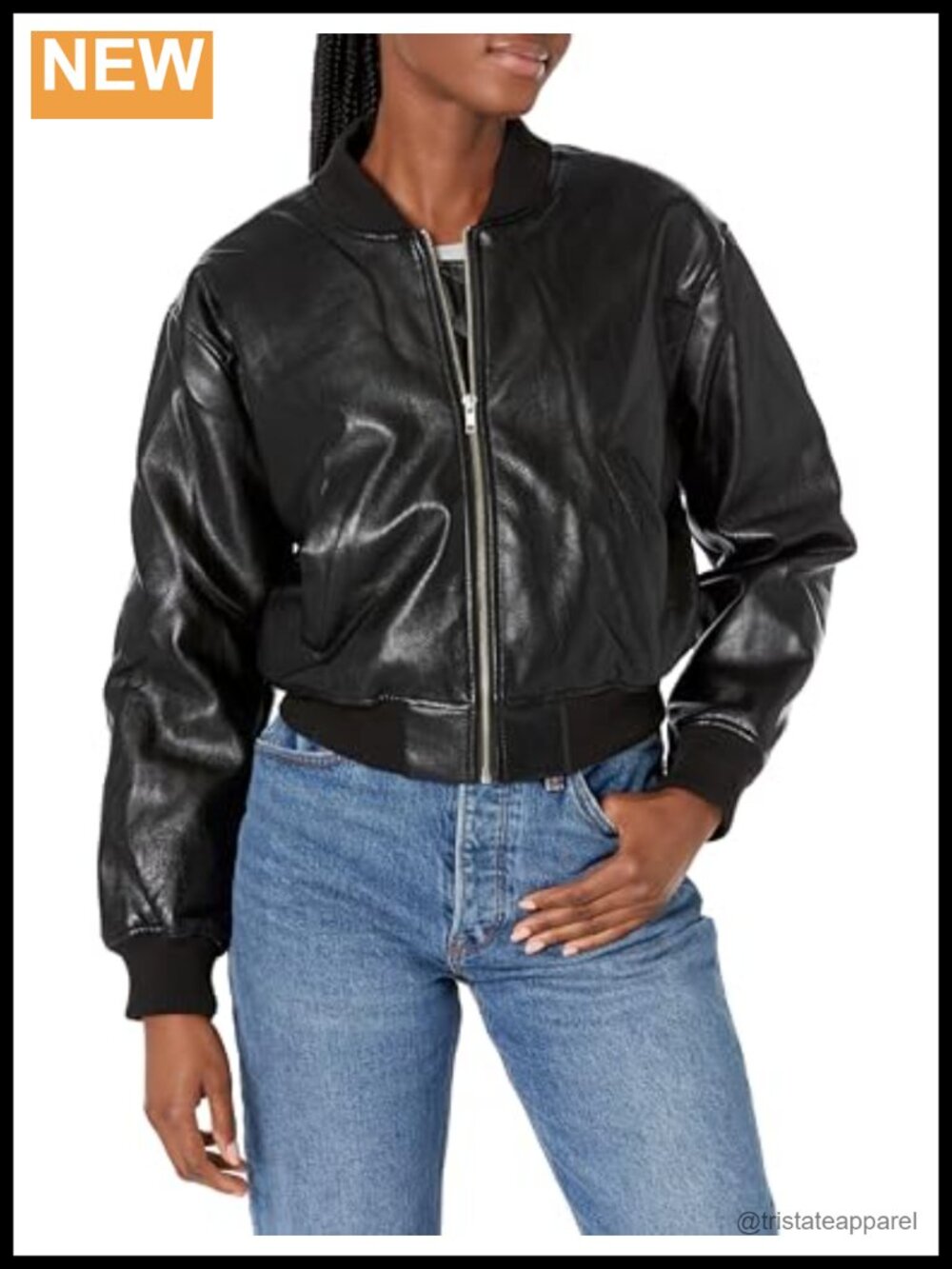 Aviator Jacket Long Sleeve with Notch Collar and Zipper Closure